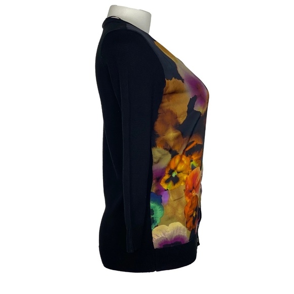 MEXX METROPOLITAN Floral Black Art To Wear Viscose 3/4 Sleeves Cardigan XS EUC - Picture 8 of 16